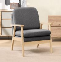 Sillón de lino, sillón, sofá individual, silla de lectura de relajación de madera, cojín trasero de asiento grueso para sala de estar, dormitorio, gris oscuro - details 7