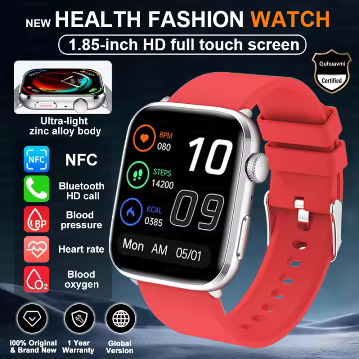 2025NFC Moda 1,85 pulgadas AMOLED presión arterial femenina, frecuencia cardíaca, temperatura, monitoreo del sueño múltiples actividades deportivas - 1