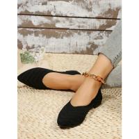 Nuevos Zapatos planos con punta puntiaguda para oficina, barco, Color sólido, tejidos, sin cordones, zapatillas De Ballet informales, mocasines para Mujer, Zapatos De Mujer - details 9