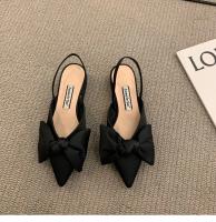 Zapatos de tacón para mujer, zapatos de tacón con lazo y punta estrecha a la moda, tacones de lunares a cuadros, Sandalias de tacón pequeño sin cordones, zapatos finos informales - details 8