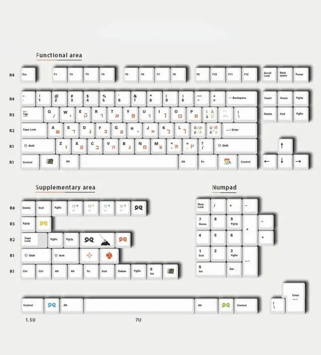Perfil de cereza con sublimación de tinte PBT, tema hebreo de 144 teclas, para teclado NICAL, teclas retro personalizadas - 1