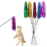 Varita de juguete con cinta colorida para gatos, varita de plástico para mascotas, juguete interactivo, 5 piezas - details 0