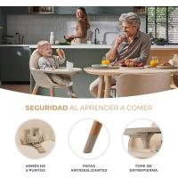 bebé 2 en 1, Silla Infantil, Trona portatil, Patas de Madera, Bandeja Ajustable, Fácil de limpiar, para niños, Beige - details 5