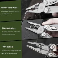 1 multiherramienta GHK 22 en 1 con cuchillo plegable, alicates, cortador de cables, tijeras, sierra, clip para cinturón, alicates, llave hexagonal múltiple - Acero inoxidable - Para hombres - Ideal para trabajo, EDC, camping, mochilero, supervivencia - Gr - details 23