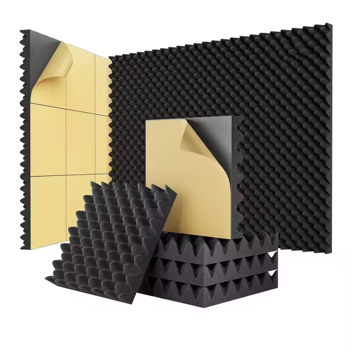 Paneles de espuma autoadhesivos a prueba de sonido, caja de huevos, 2x12x12 pulgadas, espuma acústica para el hogar y estudios, paquete de 24 - 1