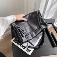 ANNMUU Bolso bandolera ajustable de gran capacidad para mujer con correa de cadena desmontable, bolso de hombro con cierre magnético para ir al trabajo, ir de compras y uso diario - Blanco/Negro - details 0