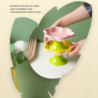 Bol de Gato de Cerámica Elevado con Diseño de Flor Plato de Alimentos para Mascotas con Soporte para Protección Cervical - details 3