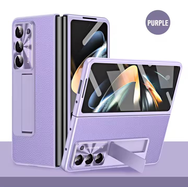 Funda de Lujo para Samsung Galaxy Z Fold 5 con Protector de Pantalla de Vidrio y Soporte de Teléfono de Alta Gama en Cuero AG Frosted Hard PC Estilo Geométrico Compatible con Smartphones Material Plástico - 1