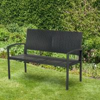 Homfa Patio al aire libre Banco de mimbre de ratán Silla de dos plazas Reposabrazos Cubierta de jardín Silla de ratán para todo tipo de clima Sofá de dos plazas - details 6