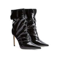 Botas midi de lujo con decoración de Metal en la parte superior puntiaguda, moda de invierno, tacones altos, 2024 - details 0