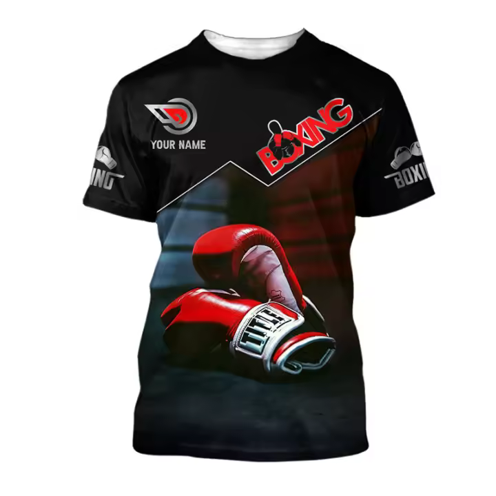 Camiseta deportiva de boxeo para hombre, ropa personalizada con estampado 3D, camisetas de cuello redondo, camiseta de moda para correr en la calle diaria, 2025 - 1