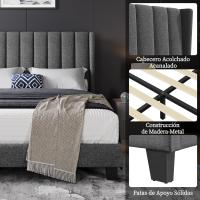Cama Doble Tapizada 140 x 200cm Estructura de Madera y Metal Moderno Ideal para Adultos 2 Personas - details 44