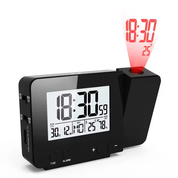 Despertador Digital fecha función de repetición retroiluminación reloj proyector de pared mesa de escritorio reloj Led con proyección de tiempo - 1