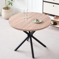 Comedor con Mesa Redonda de 100 cm y 4 Sillas Tapizadas, Conjunto de Mesa y Sillas de Comedor para Comedor, Cocina y Salón (Madera Clara+Marrón Claro (PU)) - details 3