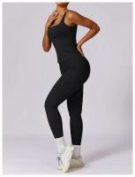 Conjunto de Yoga de 2 Piezas para Mujer Pantalones de Alta Cintura con Talle en la Articulación y Sujetador Cortado para Gimnasio Ropa de Entrenamiento de Primavera/Verano Material Exterior de Nylon - details 10