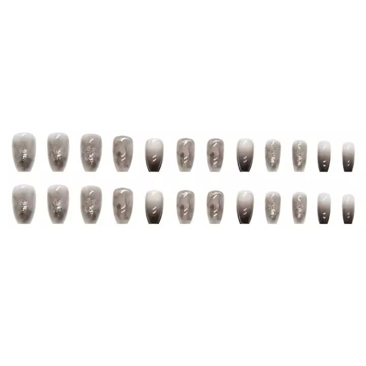 Uñas Postizas De Ballet Cortas En Degradado Minimalista 24 Piezas + 1 De Pegamento + 1 De Lijador Material De Resina Estilo Francés - 1