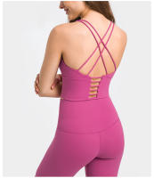 SHINBENE Sexy Strappy Wireless Sports Bra Crop Tops Women Padded Push Up Longline Gym Yoga Bras Cotton Feel Workout Brassiere - details 15