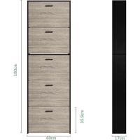 Mueble zapatero de 12 pares - Estantería de gran capacidad para vestíbulo o pasillo - (ancho) 60 x (profundidad) 24 x (alto) 80 cm - Madera clara blanca - details 10