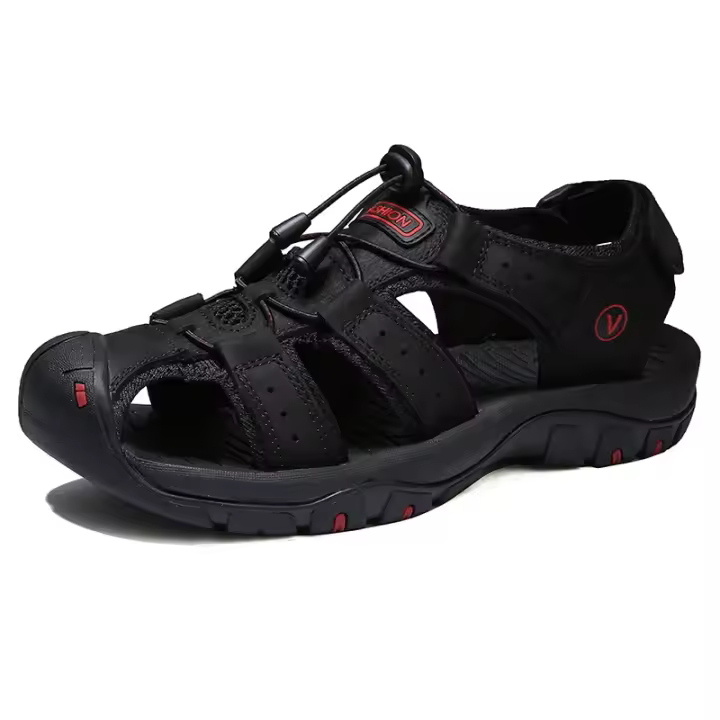 Sandalias de exterior transpirables informales de cuero para hombre de verano, zapatos de playa, zapatillas, zapatos romanos de moda - 1