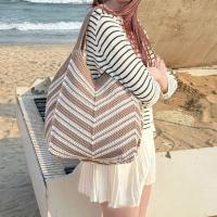 Bolso de hombro portátil, bolso de punto ahuecado, bolsa de almacenamiento de gran capacidad, bolso tejido, bolso de mano a rayas de ganchillo para exteriores - details 20