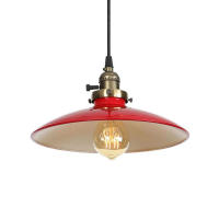 Lámpara colgante de mediados de siglo con interruptor de perilla, Bombilla Edison Industrial, sombra de Metal, negro, blanco, rojo, verde - details 3
