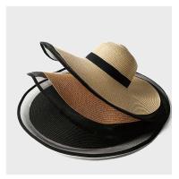 Sombrero de playa con ondas para mujer, viseras grandes para el sol, cubo con corte UV, gorra panamá, protector solar de paja Vintage - details 2