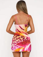 Vestido ajustado sin mangas con espalda descubierta y tirantes finos con estampado floral para mujer G25DS058 - details 7