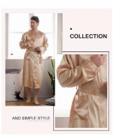 Albornoz largo de talla grande 3XL para hombre, ropa de dormir negra para novio, bata de boda, ropa de dormir de primavera y verano, ropa de dormir holgada de satén para el hogar - details 11