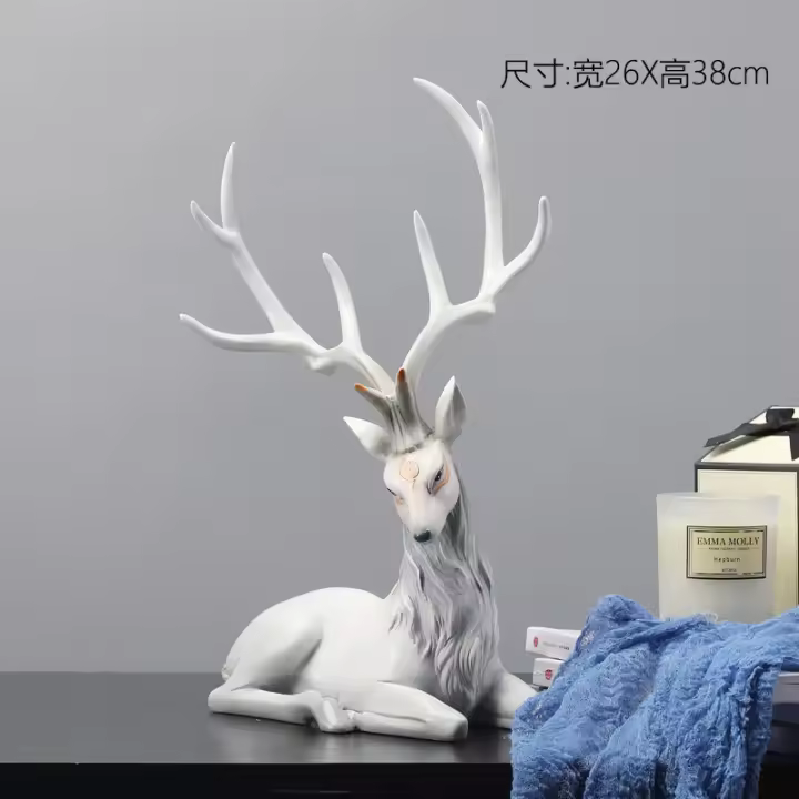 Decoración Creativa de Alta Gama con Luz de Entrada a Elk de Resina Regalo de Bienvenida para Amigos Decoración de Gabinete de Vino de TV - 1