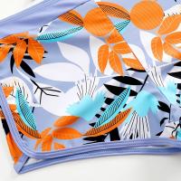 Bikini abierto con estampado de hojas retro en talla grande, conjunto de traje de baño de dos piezas con correas estables para mujer - details 72