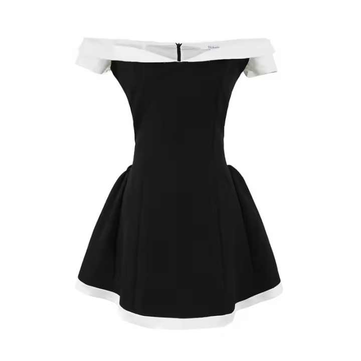 - Vestido Formal de Mujer 2025 con Volantes, Cuello y Tirantes, Color Pure Desire Wind Collision, . - 1