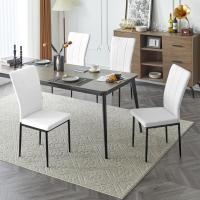 Pack de Sillas de Comedor 4 Piezas, Tapizadas, Resalto Alto, Sillon Morno de Cuero Artificial, Sillas Ergonómicas con Patas de Metal Blanco, EZS23ws-4 - details 2