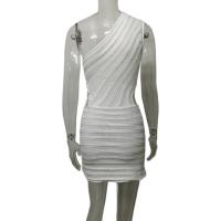 2025 diseño de verano sentido empalme hombro diagonal perspectiva hueca color sólido sexy vestido de punto ropa de mujer - details 12