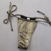 Material ligero del lino de la correa atractiva determinada del bikini de la serpiente del oro 2024 - details 3