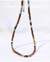 Collar llamativo de ojo de tigre y cristal, cadena ajustable con cuentas multicolores, regalo de joyería de piedra natural curativa para mujeres - details 0