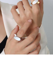 Anillo de Acero Inoxidable con Diseño de Concha Geométrica de Plata-Oro-Maple Leaf - details 2