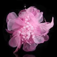 Broche de flor de tela grande con plumas artísticas para mujer, moda coreana, ramillete, alfileres de solapa y broches, accesorios de ropa - details 0