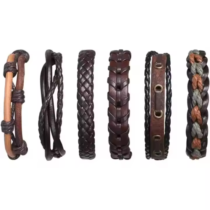 Pulsera multicapa, 6 piezas, personalidad, hecha a mano, weara - 1