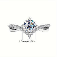 Anillo de boda de plata 925 1 quilate de moissanita Diseño elegante de dedo Joyería de decoración - details 1