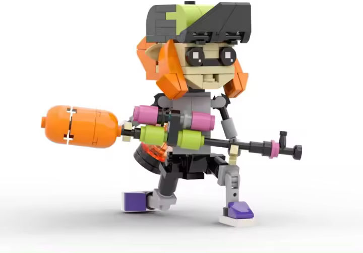 Juego de bloques de construcción de Splatoon 3, juego de figuras de juego de disparos, modelo de juguete multicolor, bloques de construcción de calamar - 1