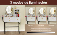 Rcynview Unidad de VANITY Moderna con Espejo, 3 Cajones, 3 Compartimentos Abiertos, Estilo de Mueble para Dormitorio o Escritorio - details 12