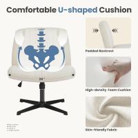 Silla de Oficina Moderna Ajustable Estilo Cruzado de Piernas Ancha sin Brazos - details 5