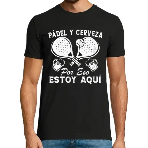 Pádel y Cerveza Por Eso Estoy Aquí,Camiseta de Pádel Divertido, ropa para exteriores - 1