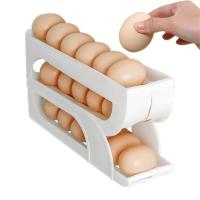 Dispensador automático de huevos, soporte automático para enrollar huevos de 3 niveles, contenedor de almacenamiento de huevos que ahorra espacio para estante de nevera - details 2