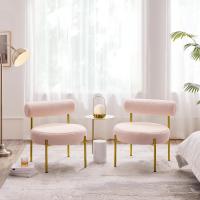 Silla de comedor tapizada, silla relax con estructura reforzada, 136 kg de capacidad, asiento y respaldo acolchados de bouclé para sala, dormitorio, cocina, blanco. - details 14