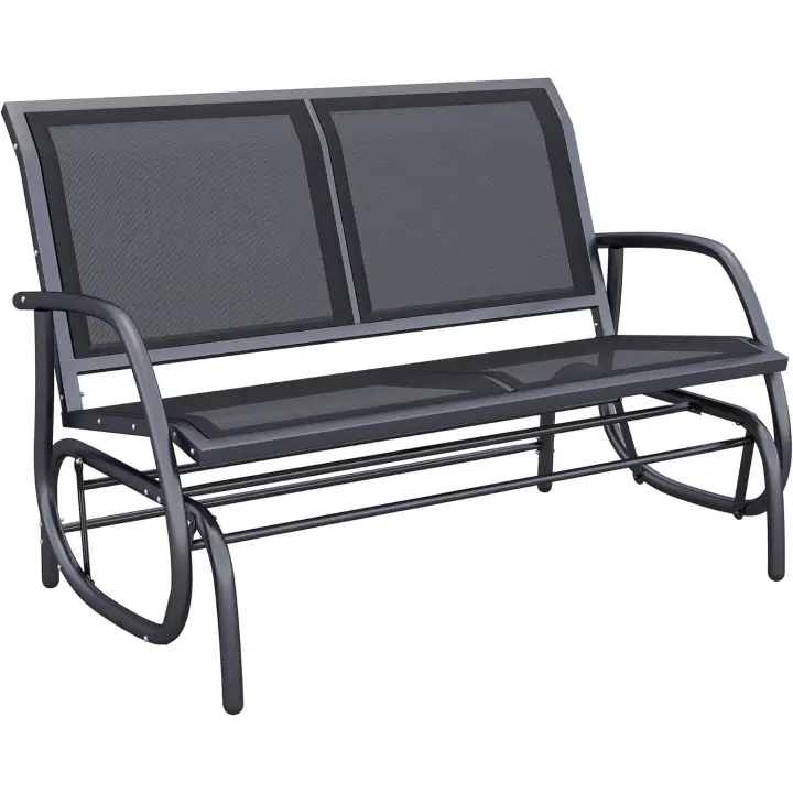Banco Balancín Tipo Silla Oscilante de Jardín o Patio con 2 Plazas 120x70x85 cm Metal y Tela Texteline - 1