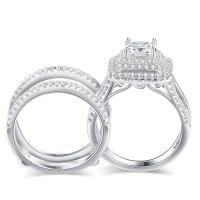 Anillo de Moissanita de Plata 925 Estilo de Princesa para Mujeres Brillante Banda de Compromiso de Oro Plateado 14K - details 9