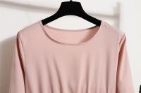 Vestido largo ajustado a la cintura con jersey de manga larga de color liso para mujer - details 21