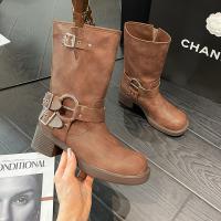 Botas de moda para mujer, zapatos de tacón bajo, informales, estilo callejero, martin - details 3