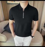 Polo de manga corta bordado de malla transpirable de verano para hombre, camiseta informal de negocios con solapa y media cremallera, - details 15